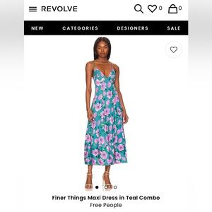 Free People Finer Things Maxi Dress in Teal Combo